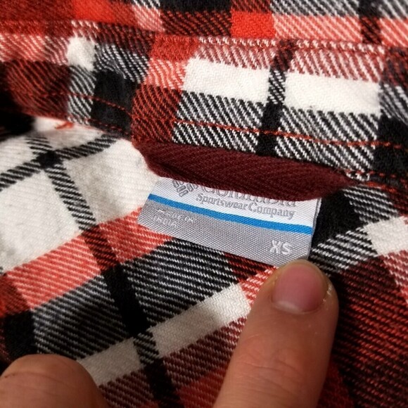 Columbia Flannel Button Down Long Sleeve Shirt Jacket Shacket Red Plaid Women XS - Picture 2 of 6